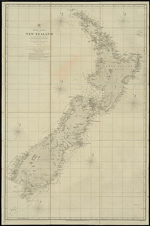 Admiralitní mapa 1212: Nový Zéland (1856)