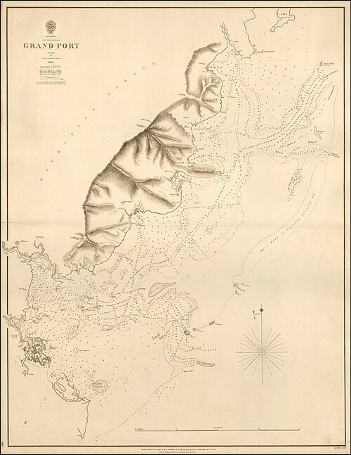 Admiralty Chart č. 1401 - Grand Port Mauritius (1843)
