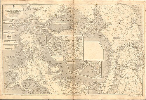 Admiralitní mapa č. 2116 Velký a Malý Bält, 1852
