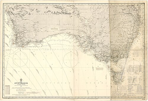 Admiralty Chart č. 2759b Jižní část Austrálie, 1885