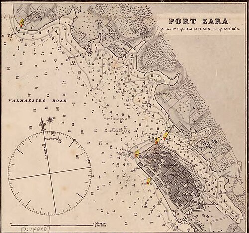 Admiralitní mapa č. 2774, 1877 (Přístav Zara)