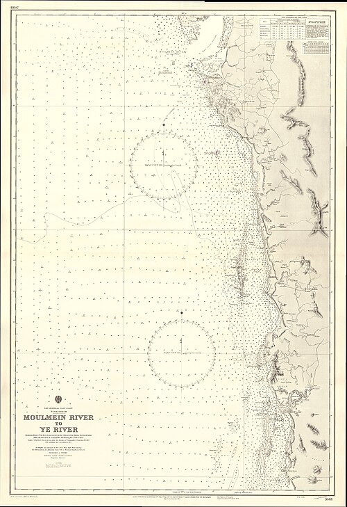 Admirality mapa 3481 - Moulmein až Ye řeka, 1964