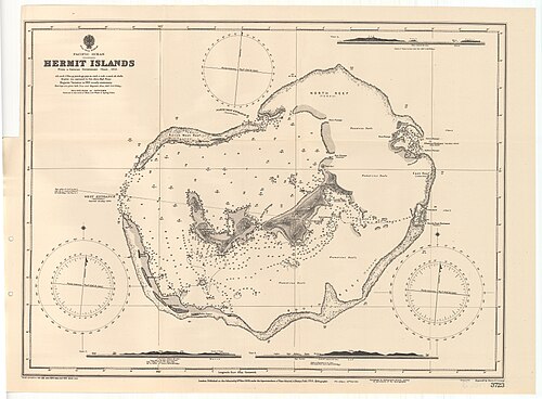 Admiralitní mapa č. 3723 - Pustovnické ostrovy 1909