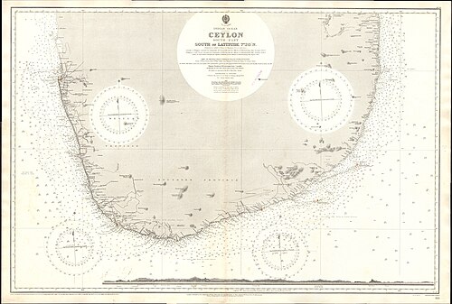 AdmirálskýChart č. 813 Cejlon jižní část, vydán 1911