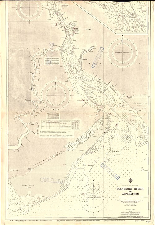 Admirality mapa 833 - Řeka Rangún, 1923