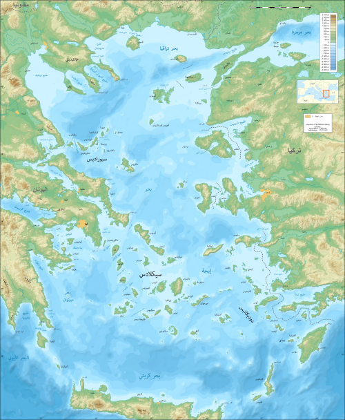 Batymetrická mapa Egejského moře