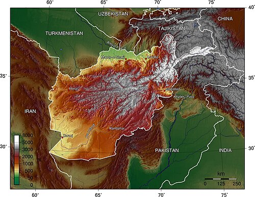 Afghánská topografická mapa