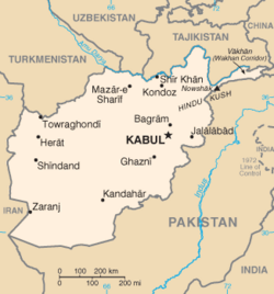 Mapa Afghánistánu - CIA