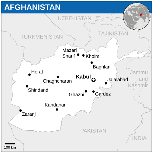 Afghánistán - lokační mapa 2013