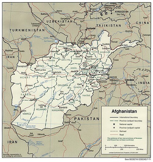 Správní dělení Afghánistánu 2001