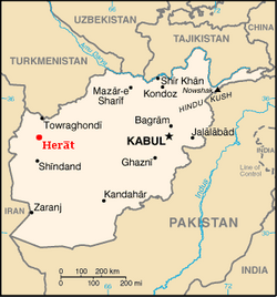Mapa Afghánistánu - Herat