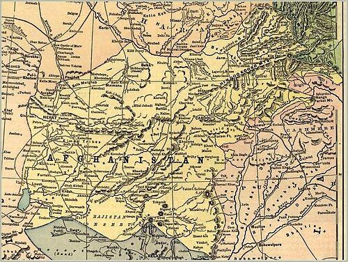 Mapa Afghánistánu 1893