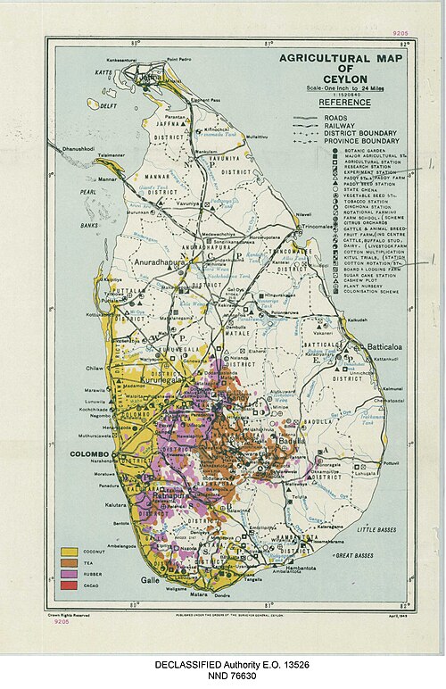 Zemědělská mapa Cejlonu