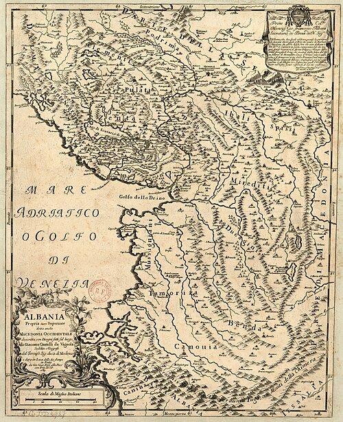 Albánie - mapa G. Cantelliho