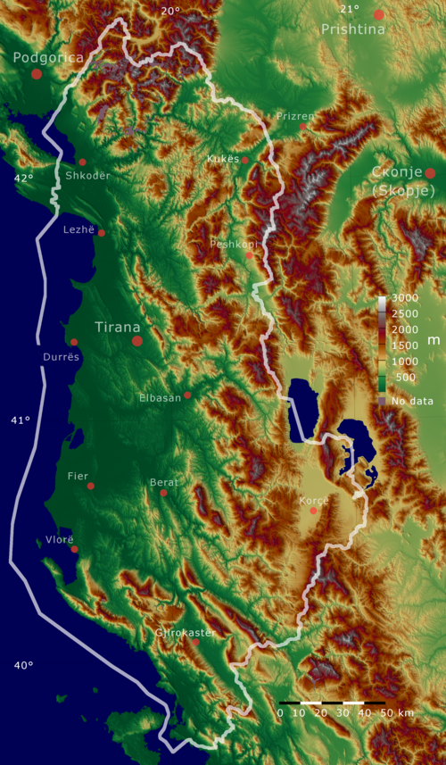Albánie - SRTM