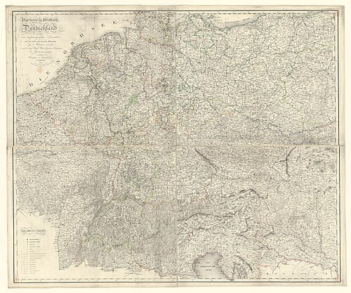 Všeobecná a poštovní mapa Německa a okolních zemí
