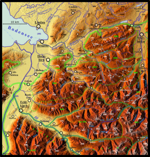 Reliefní mapa Bregenzerwald