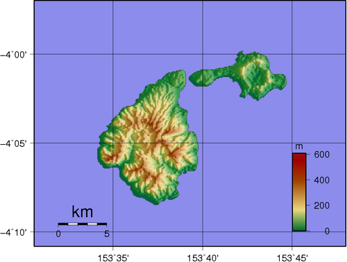Topografie ostrova Ambitle
