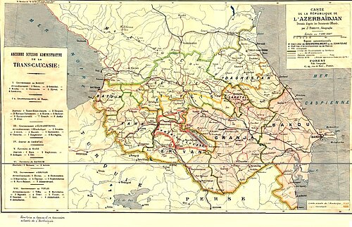Staré hranice Trans-Kavkazu a Ázerbájdžán 1919