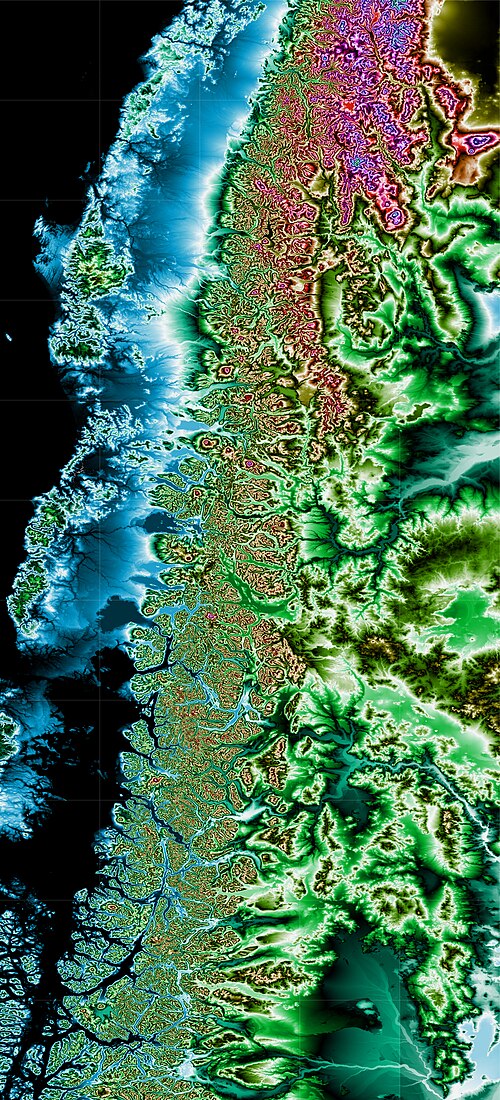 Andy 35-46°J 69-74°Z Topografie