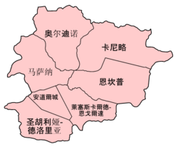 Andorské okresy – čínština