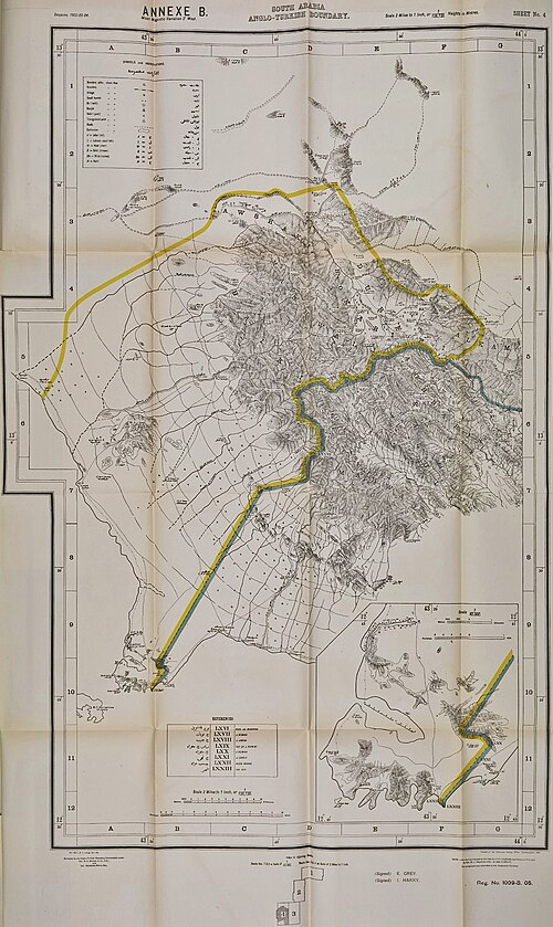 Mapa britsko-turecké komise - Bab el-Mandeb