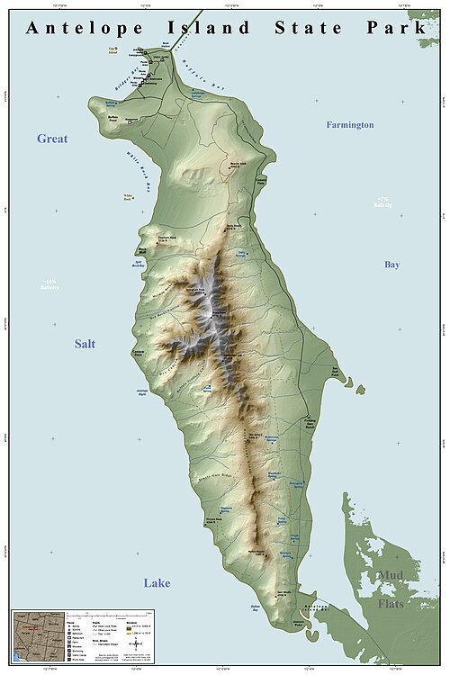 Mapa státního parku Antelope Island