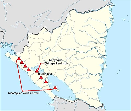 Mapa polohy Apoyeque v Nikaragui