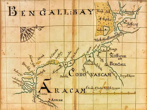 Arakan v Bengálském zálivu kolem roku 1690