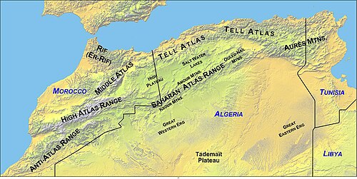 Pohoří Atlas - označeno