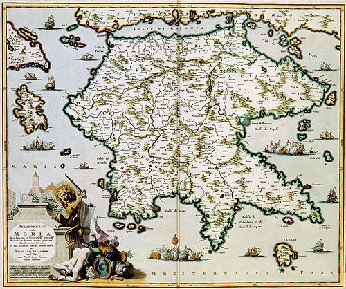 Peloponés - historická mapa