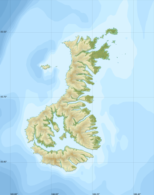 Auklandské ostrovy - geografická mapa bez popisů
