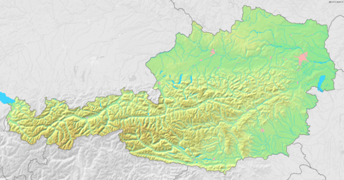 Topografická mapa Rakouska