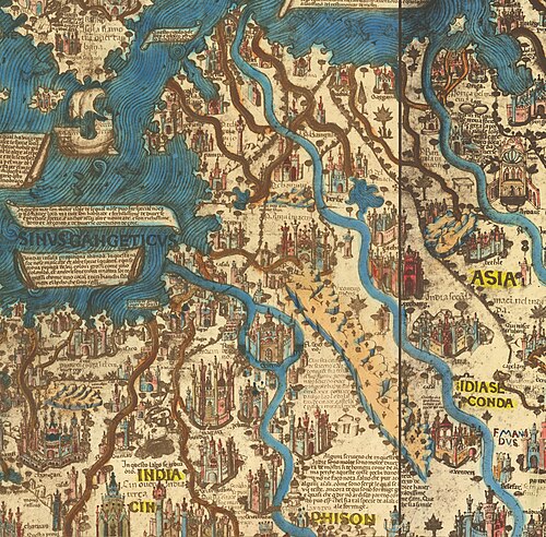 Mapa království Ayutthaya z Mappy Mundi Fra Maura (1450)