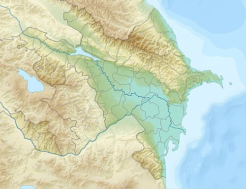 Mapa reliéfu a polohy Ázerbájdžánu