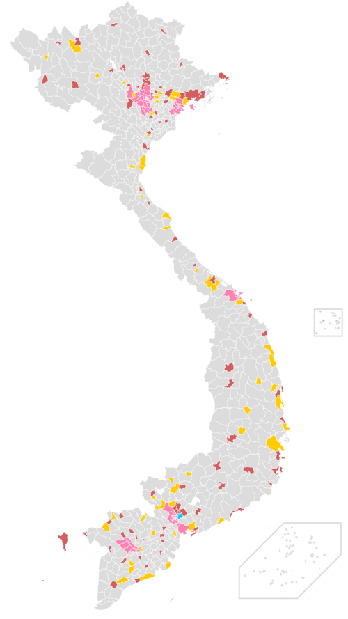 Mapa měst a městysů Vietnamu