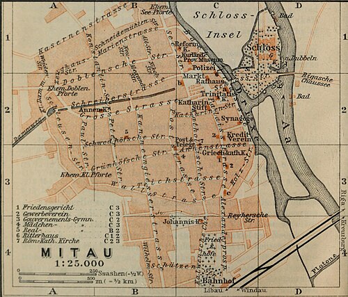 BAEDEKER (1914) Lotyšsko, Jelgava (Mitau)