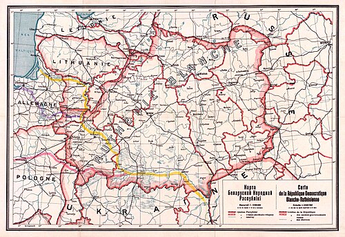 Mapa BNR (Běloruské Národní Republiky) 1918