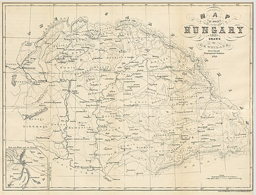 Mapa vnitřního Maďarska 1852