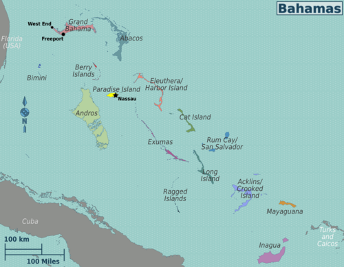Mapa oblastí Bahamy