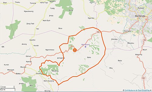 Bali (Kamerun) Hranice comuna