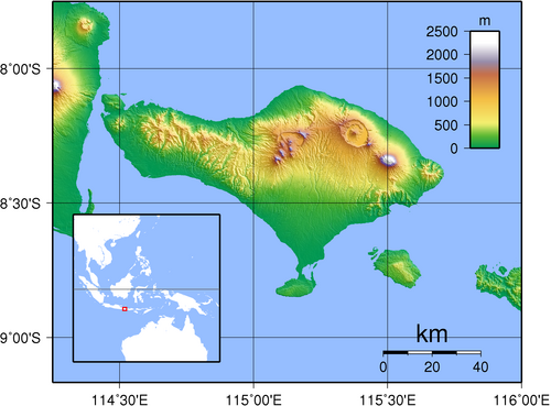 Bali topografie