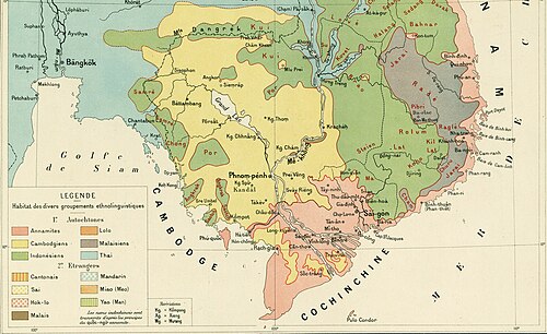 Mapa rozložení etnik v Jižním Kỳ 1904