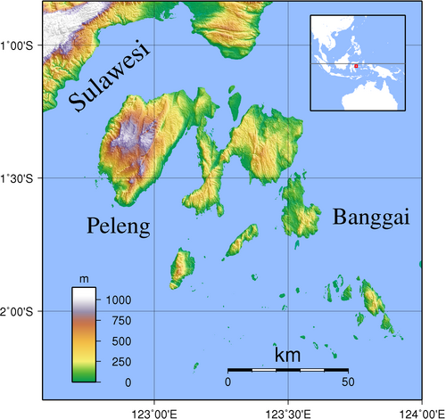 Banggaiské ostrovy topografie