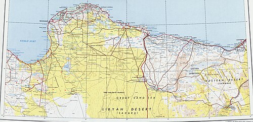 Mapa oblasti Benghází US Army 1973