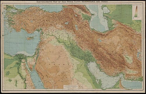 Bartholomewova mapa Malé Asie, Egypta, Mezopotamie a Persie