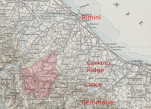 Bitva u San Marina - kontextová mapa