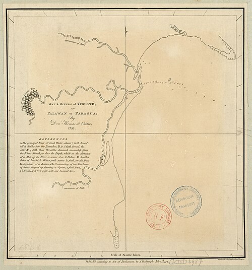 Záliv Ypolote na Palawanu, autor de Castro (1753)