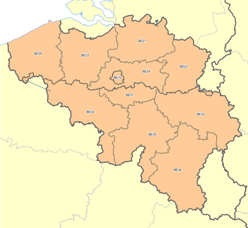 Belgie NUTS 2024 úroveň 2
