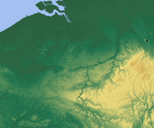 Reliéfní mapa Belgie